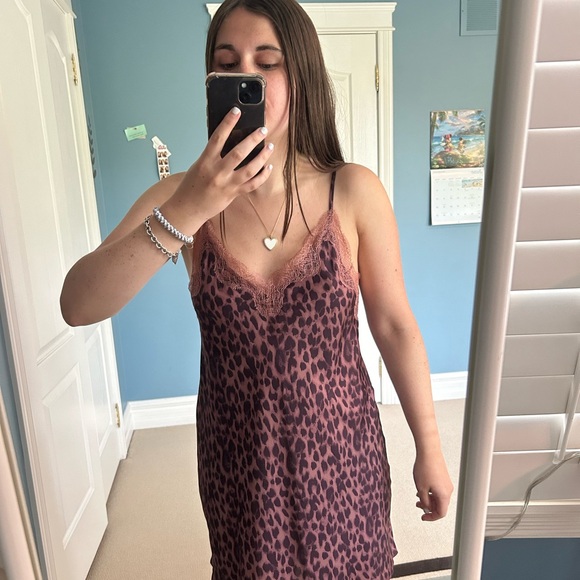 Victoria Secret Pinkish-Purple Leopard Print Slip Dress - Picture 2 of 5